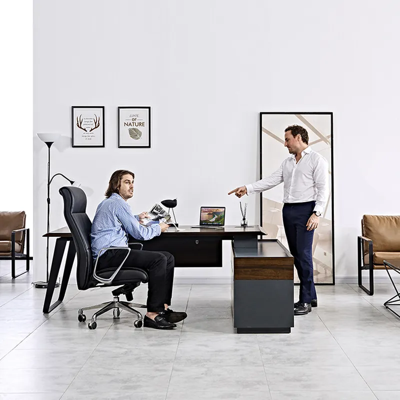 High-End moderne Metall bein Büromöbel General Manager Holz Executive L-förmigen Schreibtisch
