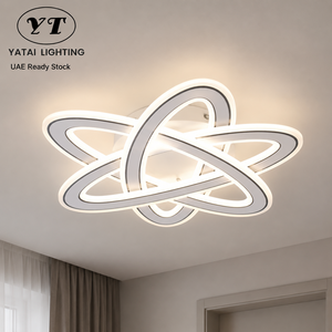 โคมไฟเพดาน LED ทรงเรขาคณิตทันสมัย อะคริลิค เหล็ก ควบคุมการหรี่แสงได้ 3 สี สำหรับห้องนั่งเล่น ห้องนอน - Product Image 1