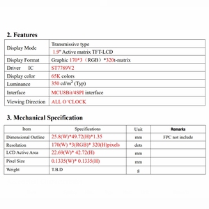 ЖК-дисплей ST7789 170x320 точек 65K цветов 1,9 дюймов TFT с вилкой в USB-C питания - Product Image 6