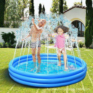 Inflatable Swimming Pool With Water Spray Fountain 120Cm For Children Outdoor Play Home Use - Product Image 1