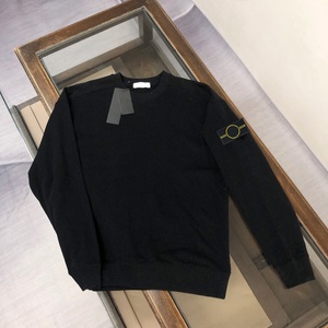 Sweat-shirt à col rond pour homme, couleur unie, coupe classique, logo sur la manche gauche, style décontracté, 100% coton, idéal pour l'automne - Product Image 2