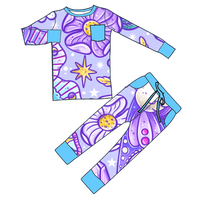 Vêtements pour bébé fille en bambou vintage à imprimé animal personnalisé, 95% viscose de bambou, 5% élasthanne, ensemble jogging respirant à manches longues