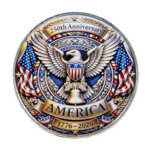 Stok Boyalı Kazak Kartalı 250. Yıl Dönümü Hatıra Parası İş Hediyesi Hatıra Metal El Sanatları Koleksiyon Parası - Product Image 3