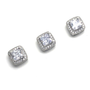 Pha Lê đám cưới cô dâu bó hoa Hoa Zircon cao cấp Fancy vuông thạch Shank nút kim loại cho may mặc - Product Image 1