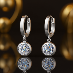 Orecchini Pendenti E3957 in Oro Bianco con Cristalli e Strass, Montatura a Castone, Classici da Donna per Uso Quotidiano - Product Image 2