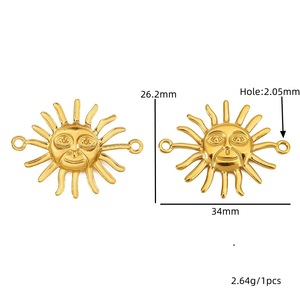 Connecteur pendentif soleil en acier inoxydable plaqué or 18 carats à double trou pour la fabrication de bracelets, composants de bijoux - Product Image 2