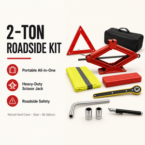Anliqing Kit de Emergencia para Coche, Gato Hidráulico Portátil de Acero de 2 Toneladas, Elevación de 90-380mm, Triángulo de Seguridad, Chaleco de <span class=keywords><strong>Alta</strong></span> Visibilidad, Llave de Ruedas, Manómetro - Product Image 3