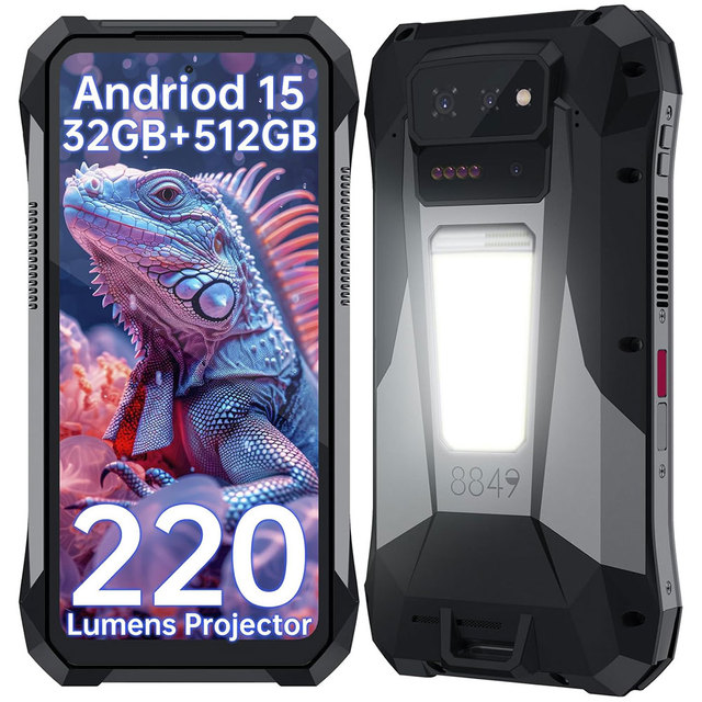 TANK X Rugged 5G Smartphone 1080P Projector 220 Lumen 17600mAh Battery 64MP Camera MTK Dimensity Water Resistant Fingerprint