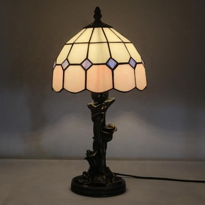 LongHuiJing 8 Inch Gorgeous Tiffany Style Pattern Resin Stained Glass Table Lamp - Product Image 4