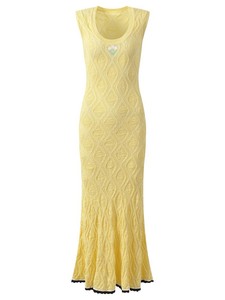 Nuovo Abito Elegante Primaverile Estivo da Donna, Chic Giallo Crema Senza Maniche, <span class=keywords><strong>Vestito</strong></span> Lungo Aderente <span class=keywords><strong>in</strong></span> <span class=keywords><strong>Maglia</strong></span> - Product Image 5