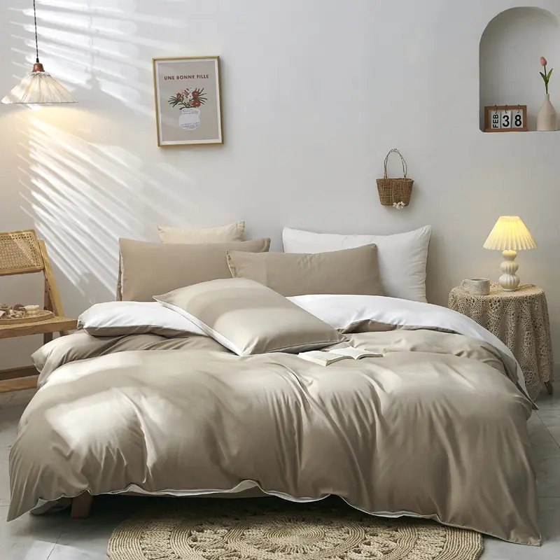 Cheap Thickened Velvet Flannel Solid Color 4pcs Duvet Bedding Double Household Bed Sheet Duvet Quilt Cover Set