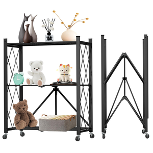 Support de cuisine empilable pliable en métal multicouche sur pied pour la maison Rangement en acier inoxydable Présentoir pliable - Product Image 1