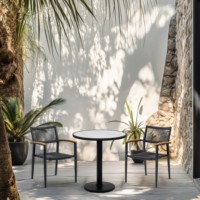 Ensemble de table de bistrot moderne avec cadre en alliage d'aluminium et plateau en stratifié haute densité HPL, mobilier de salle à manger extérieur pour hôtel, imperméable, facile à transporter