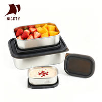 Boîte à repas durable pour la randonnée en acier inoxydable 304, légère et empilable, pour le camping, la randonnée, le pique-nique, avec couvercle hermétique