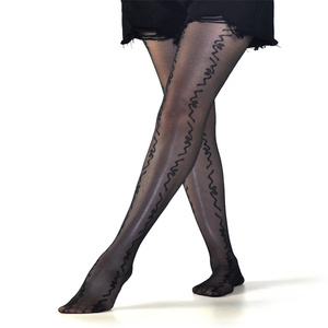 Moda Sexy nero Jacquard corpo di seta calza ragazze giapponesi senza soluzione di continuità tatuaggio collant calzino calzino - Product Image 4