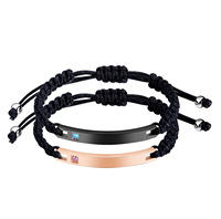 Bracelet en cuir pour homme en acier inoxydable avec un seul zircon cubique, bracelet réglable pour homme, bijoux uniques pour homme