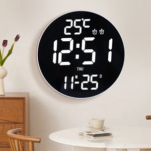 Reloj Despertador Electrónico Digital LED Redondo de 10.6 Pulgadas con Temperatura Ambiente, Calendario, Función de Repetición, Cuenta Regresiva/Ascendente, Control Remoto, Decoración para Hogar y Oficina - Product Image 1