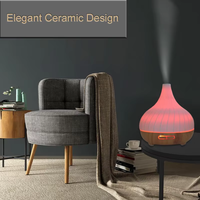 Diffuseur d'huiles essentielles électrique en verre ultrasonique de 300 ml avec base en bois, humidificateur à brume froide et veilleuse LED 7 couleurs pour la maison
