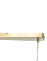 Suspension linéaire 4 lumières en fer doré avec globes en verre opale, hauteur réglable, LED 3500K blanc chaud, plafonnier AC pour usage hôtelier