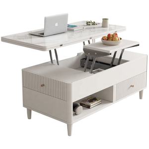 2026 New HOMEMORE Simple Modern Wooden Rising Lift Top <strong>Fold</strong> <strong>Out</strong> <strong>Coffee</strong> <strong>Table</strong> Expandable to Dining <strong>Table</strong> With Hidden Drawer - Product Image 1