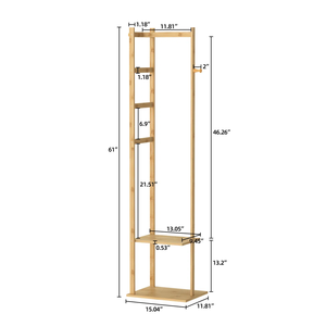 Nordic Corner <strong>Coat</strong> Rack with 2 <strong>Shelves</strong> Wood Clothes Rack with 3 Hanger <strong>Hooks</strong> and Pants Hanger for <strong>Entryway</strong> Bedroom Living Room - Product Image 4
