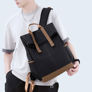 Men's <b>Backpack</b> Black <b>15</b> <b>Inch</b> <b>Laptop</b> Compartment For Commuting Travel Leisure Solid Color Youth Style - Product Image 2