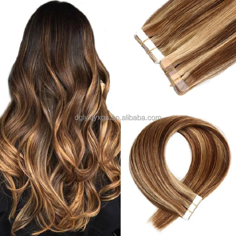 HE03 #4 & 27 Gemengde Kleur Beste Verkopers Menselijk Haar Pu-Tip Uitbreiding Tape In Hair 16-24Inch 20 Stks/pak Indian Haar