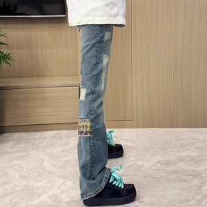 Jeans slim en denim pour hommes, style resort, avec détail sur le bord, pour les vacances, vente en gros - Product Image 3