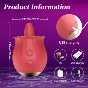 เครื่องสั่นรูปดอกกุหลาบสุดหรู กระตุ้นคลิตอริส พร้อมระบบสั่นแบบแกว่ง ผลิตจากซิลิโคนนุ่ม ของเล่นทางเพศสำหรับผู้หญิงและคู่รัก - Product Image 6