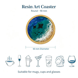 Sous-verres classiques en résine en gros, tapis ronds écologiques, promotionnels, pour café et boissons, avec logo personnalisé - Product Image 2