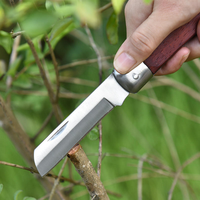 Couteau de greffage de jardin de poche d'extérieur avec lame en acier inoxydable de haute qualité et manche en bois