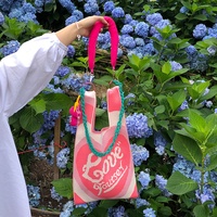 Sac de Shopping en laine tricoté à l'épaule, fourre-tout en coton fait à la main pour filles