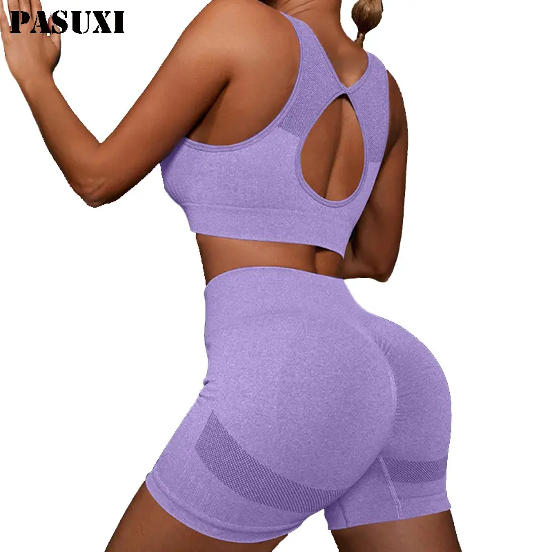 PASUXI 2022 tuta da Yoga senza cuciture 2 pezzi camicie sportive Crop Top Leggings abbigliamento da palestra tuta da allenamento Set da allenamento