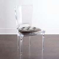 Chaise d'appoint moderne en acrylique avec pieds en acrylique transparent, coussin en velours, design italien, mobilier pour la maison