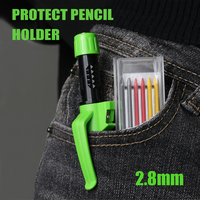 Crayon mécanique de 2,8 mm de long avec pointe de 55 mm, taille-crayon intégré, recharges de mine de 0,7 mm, corps en plastique, pour le marquage du travail du bois et le dessin technique
