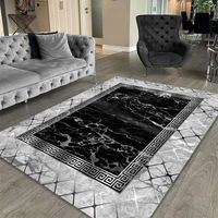 Tapis de sol vintage de luxe 3m, design marbré moelleux personnalisé, imprimé 3D abstrait, pour salon