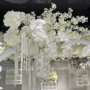 Fiori Artificiali Bianchi Puri Stile Coreano per Matrimoni, Ingrosso di Ortensie Bianche e Phalaenopsis, Decorazioni per Archi e Sfondi, Fiori Finti - Product Image 2