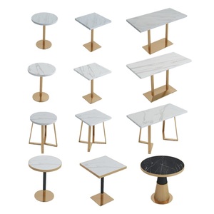 Bán buôn nhà hàng ăn Bàn Vuông Cafe Đá cẩm thạch đen bàn tròn và ghế - Product Image 1