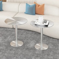 Table de bar ronde moderne en acier inoxydable argenté pour restaurant, café, salle à manger, cuisine, mobilier d'intérieur