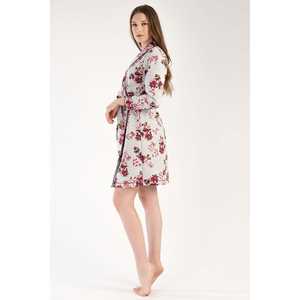 Robe courte matelassée à col châle et manches longues pour femme – Vêtement de nuit confortable - Product Image 3