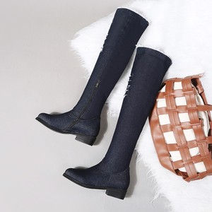 Stivali <span class=keywords><strong>Donna</strong></span> sacco Botas y Botines Mujer punta a punta a metà polpaccio strappato alla moda Tacco alto Denim Bootie Stivali da <span class=keywords><strong>Donna</strong></span> scarpe - Product Image 4