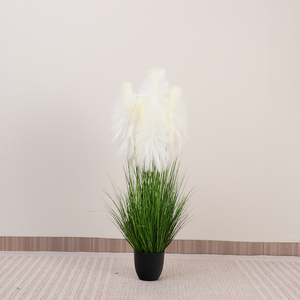 Planta Artificial <span class=keywords><strong>de</strong></span> Plástico con Hojas Verdes, Tipo Bristlegrass, en Maceta, para Decoración <span class=keywords><strong>de</strong></span> Jardín e Interiores, Decoración del Hogar, Plantas Artificiales - Product Image 2