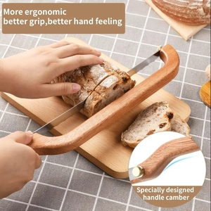 Couteau à <span class=keywords><strong>pain</strong></span> en bois dentelé <span class=keywords><strong>avec</strong></span> poignée ergonomique pour trancher les bagels et le <span class=keywords><strong>pain</strong></span> au <span class=keywords><strong>levain</strong></span> - Product Image 5