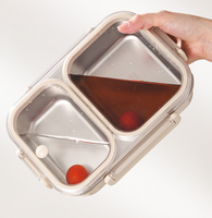 Boîte à lunch bento en plastique bleu à compartiment unique, grande capacité, écologique, conservation de la fraîcheur, moderne, à un seul niveau