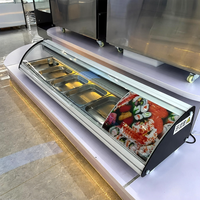 NOUVEAU Réfrigérateur de présentation de sushis monotempérature avec façade incurvée, comptoir, contrôle numérique LED et éclairage intégré