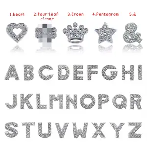 8mm 10mm dog collar hollow alphabet letter bracelet letter slide charm beads