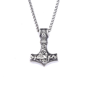 Colgante de martillo de Thor vikingo y único, collar unisex de acero inoxidable, regalo, joyería de moda - Product Image 5