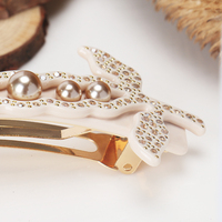 Barrette à cheveux fabriquée en France, série Pois dorés, accessoires pour cheveux pour femmes, grandes pinces à cheveux en perles