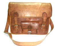 Tas Selempang Laptop Kulit Kambing Asli Kustomisasi Gaya Bohemian Vintage dengan Rivet, Kantong Depan, Tali Selempang yang Dapat Disesuaikan, Harga Terjangkau