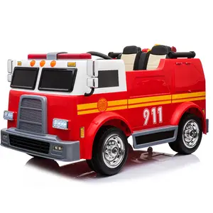 热卖24v电动消防车双座儿童12年充电电池儿童大车